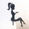 Fashion High Heels Lady Girl Acrylic Cake Topper Bröllopsdekorationer Happy Birthday Dessert Cupcake Party Supplies Y200618