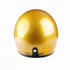 Or brillant Moto Casque 3/4 Open Face Vintage Casco Moto Jet Scooter Casque De Vélo Rétro DOT approuvé Casque Q0630