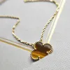 S Sier Quality Pendant Necklace in Gold Plated With Tiger Eye Stone For Women Wedding Jewelry Gift Have Box Stamp PS4730 L