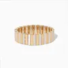 Flatfoosie Gold Silver Color Bracelets Femmes Femmes Stretch Stremal Tile Bracelet Cuff réglable Empilable Bracelet Men Bijoux Q0719903273