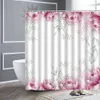 Waterproof Shower Curtain Set Pink Rose Lavender Flowers Simple Style Home Fabric Bathroom Decor Bath Curtains Hooks Wall Screen 210609