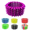 Neonowe kolory plastikowe gotyckie nity kolce elastyczne 5Rows bransoletka stretch do Hip Hop Women Party Rock Wristband Punk Jewelry Q0717