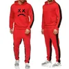 Mäns Tröjor 2021 2-Piece Sportkläder Alfabet Hooded Sweatshirt + Byxor Pullover kostym Ropa Hombre Casual Män