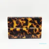 2022-Evening Bags Women Wallet Luxury Acrylic Clutch Purse Vintage Leopard Amber Print Chain Shoulder Crossbody Bag Party Prom Handbag