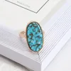 Cluster Ringen Mode Ovale Zeshoek Kallaite Healing Crystal Blue Stone Ring Geometrische Vergulde Vinger Voor Vrouwen Sieraden Gift3048431