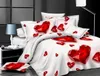 침대 린넨 서양식 홈 섬유 웨딩 선물 대나무 섬유 더블 침대 침구 세트 3D Duvet 커버 + 플랫 베드 시트 + 베개 210309