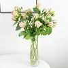 Decorative Flowers & Wreaths Retro Pink Rose Artificial Slik For Room Home Decoration Bouquet DIY Wedding Fake Flower Arrangement Party Po P