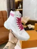 SQUAD SNEAKER BOOT Women High Top Circle Shoes Monograms Denim Blu Navy Tela di cotone nera rosa BOOMBOX Suola in gomma rialzata P