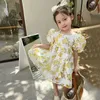 Costume d'enfants bébé fille robe Prinsessenjurken Meisjes filles été 2021 bleu jaune robes enfant en bas âge Q0716