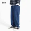 Streetwear Oversized Blue Dżinsy Mężczyźni Koreański Ubrania Hip Hop Fashions Proste Dżinsy Baggy Cargo Dżinsy Luźne Spodnie 211103