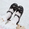 여자 메리 janes bowtie lolita shoes 2020 봄 가을 여성 아파트 라운드 발가락 공주 신발 흰색 검은 mujer 8039n