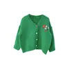 Nuovo maglione lavorato a maglia coreano invernale per bambini Maglione cardigan casual con collo rotondo carino lettera 210308