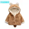 Barn flicka jackor för tjejer barn pojkar höst vinter kappa kläder barn hooded tjocka toddler flicka pojkar jacka söt kanin h0909