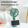 2022 Sommar Ny Handheld Electric Fan Portable Desktop With Mobile Phone Bracket Hand Holding USB Uppladdningsbar Tre-Speed ​​Wind Speed ​​Mini Fan