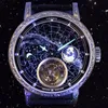 Orologio di lusso da uomo Sky Orologio da polso Moon Automatic Super Tourbillon Fashion Phase Pelle luminosa