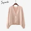 Syiwidii Green Cardigans Sweaters for Women Fall Winter Casual Oversized Knitted Jacket V Neck Button Up Long Sleeve Coats 210914