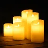 Flameless LED-ljus ljus äkta paraffin vax pelare med realistiska swing flammor för födelsedag / bröllop / juldekoration