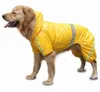 Four Legged Dog Raincoat Pet Dog Double Deck Raincoat Glisten Bar Hoody Vattentät Rain Lovely Jackets Coat Kläder Strip Reflekterande 3 Färg