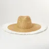 Wide Brim Hats 2021 Summer Sun Hat Bow 100%Raffia Visor Flat Straw Women's Sea Beach Vacation Leisure Sunscreen