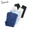 Syiwidii ​​jeans de cintura alta para mulheres denim calças estilo rua rua streetwear elástico preto coreano moda mãe 211129