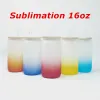 Sublimation Blanks Rainbow Drinking Glass Water Cola Wine Tumbler Mug Gradient with lid and straw