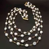 Y·YING 18" 4 Strands Freshwater White Baroque Pearl Multi Color Cz Chain Necklace handmade party wedding for women