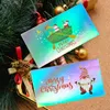 50PCS Rainbow Laser Merry Christmas Greeting Cards Handmade Crafts Gift Decor Santa Snowman Party Invitation Message Card