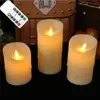 Pack of 3 Remote Control Moving Wick LED Flameless Candles , Flickering Battery Operated Pillar With Realistic Flame 211222