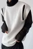 IEFB mode coréenne polyvalent tricoté gilet sans manches Double manchette Kintwear hauts blanc casual Chic vêtements mâle 9Y8281 211102
