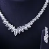 CWWZircons de alta calidad marquesa corte CZ Cubic Zirconia boda gargantilla collar y pendientes nupcial vestido de graduación conjuntos de joyas T398 H1022