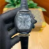 Hoge kwaliteit Tortue White Dial Black Diamond Inlay Case W6206019 Mens Watch Japan VK Quartz Chronograph Movement Leather Strap Lux9923213