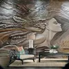 Niestandardowe 3d Poapeta Kreatywne wytłoczone piękno Peacock Art Mural sypialnia salon Wejście Malowanie ścian 9657572