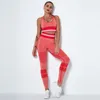 Dzianiny Bezszwowe Hollow Hip-Podnoszenia Sporty Garnitur Biustonosz I Legginsy Zestawy Joga Zestawy Kobiet Siłownia Ubrania Dres Sportowy Nosić 2szt