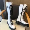 Bottes de genoue de genoux Boot de plate-forme en noir et blanc Real Cuir Chaussures Fashion Shoe Falle Fall Auto Box 012139212