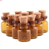 50pcs 0.5ml Amber Mini Glass Flaskor Söt med Cork Stoppar Tiny Jar Flaskor DIY Craftgood Qty