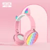 CT-950 trådlösa hörlurar söta kattörhängen Bluetooth Stereo Headset Ultra-Long Relieve Stress Rainbow Bubble Fidget Toys