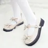 Lolita Shoes Bow tie Mary Janes Shoes For Girls Ankle Buckle Casual Shoes Women Flats Platform Crystal mujer 8693N