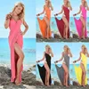 Nouvelle Mode Femmes Rouge Couleur Sling Dos Nu Maillots De Bain Écharpe Plage Cover Up Wrap Sarong Longue Robe Infinite Wear Maxi Robes 210309