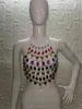 Festival Sexy Metal Chain Crop Top Sparkly Diamond Sequins Halter Camis Tank Top Beach Night Party vest Summer 210616