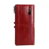 Portafogli RFID Portafoglio in pelle di mucca cerata con olio Borsa autentica da donna Stile moda uomo Taglia lunga Alta qualità Nero Rosso Cof194I
