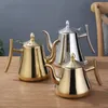 1l / 1.5L guld tekanna med infusion rostfritt stål vattenkokare te pott polsk mode hållbar kaffe kallt vatten potten hem te verktyg
