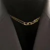 Women Punk Cuban Link Chain Necklace Double-layer Clavicle Chain Pendant Choker Necklace Statement Gothic Collier Fashion Jewerly