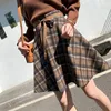 Kjolar Höst Vinter Kvinnor Kjol Woolen Cloth Plaid Short Preppy Style A-Line Fashion Casual Kvinna 2021