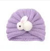 INS NEW 21 Colors Fashion Pure Color Baby Beanie Cap With Stereo Rabbit Hair accessories Newborn Hat 16x15cm/43g