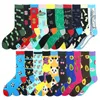 Men Big Size Funny Socks Avocado Donuts Cherry Banana Geometric Money Happy Design Sokken Skateboard Crew Calcetines Divertidos X0710