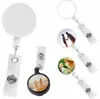 US stock Office & School Supplies Sublimation DIY ID Holder Name Tag Card Key Badge Reels Round Solid Plastic Clip-On Retractable Pull Reel CJ24