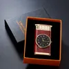 Creative Stylish Design Real Clock Watch Torch Jet Lighter Proste Niebieski Płomień LED Cool Lighting Praktyczny Metal Lżejszy Płyta Dial Płyta Mężczyźni