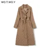 Wotwoy Argyle Long Algodão-acolchoado Parkas Mulheres Belted Grosso Choroso Casaco de Inverno Feminino Casual Casual Casacos Sólidos Casaco 211008