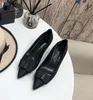 Spring and summer pointed women's formal shoes, leather soles, bow decoration, 5.5cm high, sheepskin lining, satin material, sexy essential