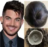 Mens hårstycken brasilianska remy hår ersättning manlig enhet silkeslen rak full spets toupee för svarta män